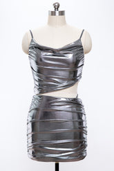 Graue Mini-Party- und Clubkleider mit Cut-Outs